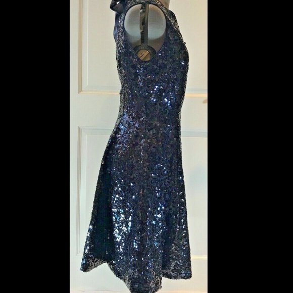 kate spade navy sequin fit and flare dress size 14 nwt - Picture 5 of 8